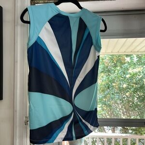 Vintage Nike Women's dry fit Tank Top - White and Light Blue